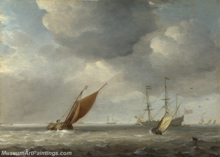 Small Dutch Vessels in a Breeze Painting