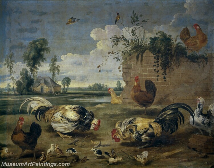 Snyders Frans Lucha de gallos Painting