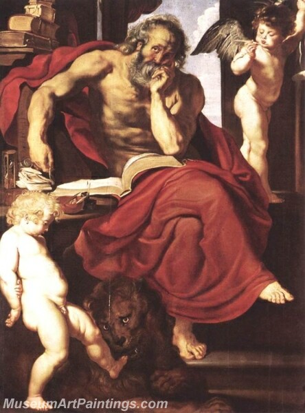 St Jerome in His Hermitage Painting