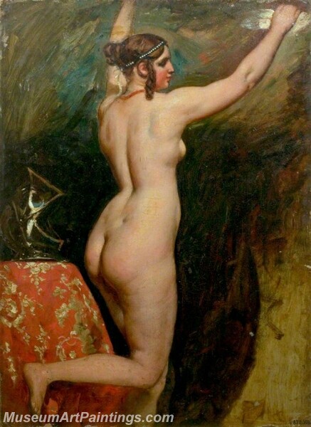 Standing Female Nude with Helmet Painting