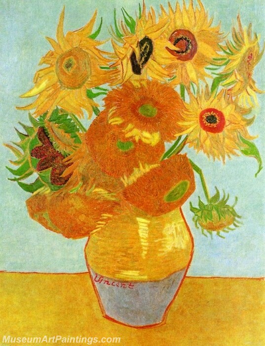 Still LIfe Vase with Twelve Sunflowers Painting