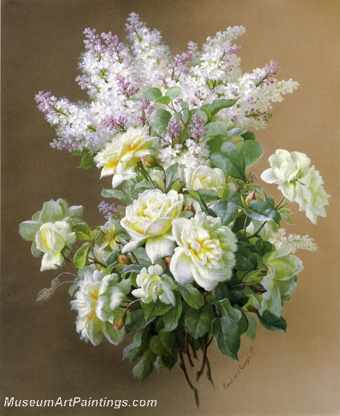 Still Life Lilacs and Roses by Raoul Mercherat de Longpre