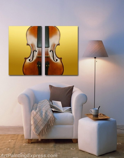 Still Life Paintings Violin Modern Wall Art Canvas Prints Set Of 3 SLPM024