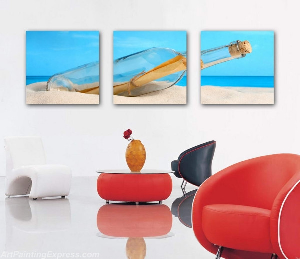 Still Life Paintings Wishing Bottle Modern Wall Art Canvas Prints Set Of 3 SLPM032