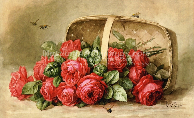 Still Life Roses with Bumble Bees