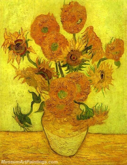 Still Life Vase with Fourteen Sunflowers Painting