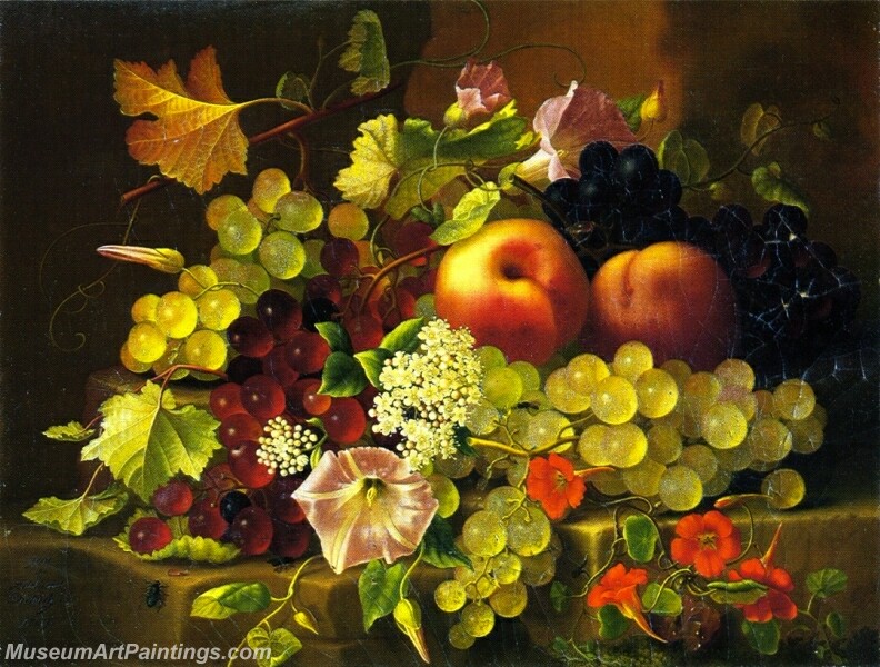 Still Life of Fruit and Flowers Painting