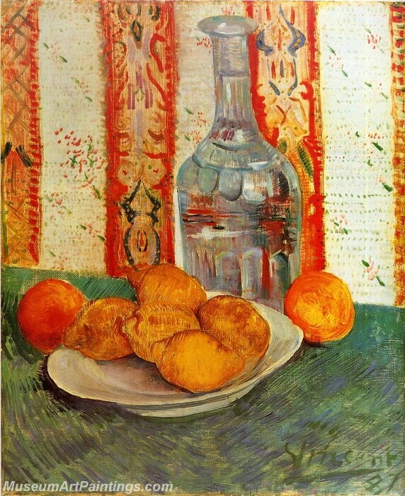 Still Life with Decanter and Lemons on a Plate Painting