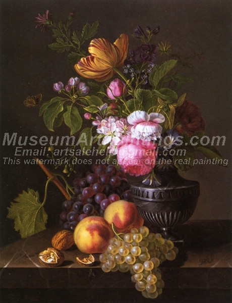 Still Life with Flowers Peaches and Grapes