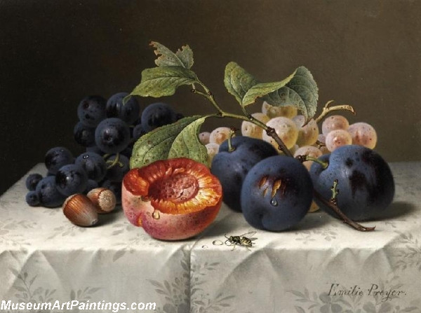 Still Life with Grapes and Apricots Painting