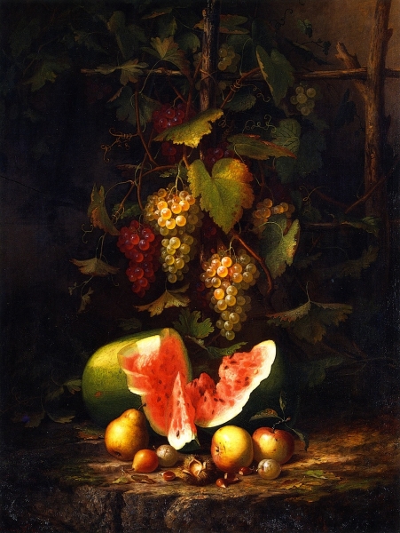 Still Life with Grapes and Watermelon by Paul Lacroix