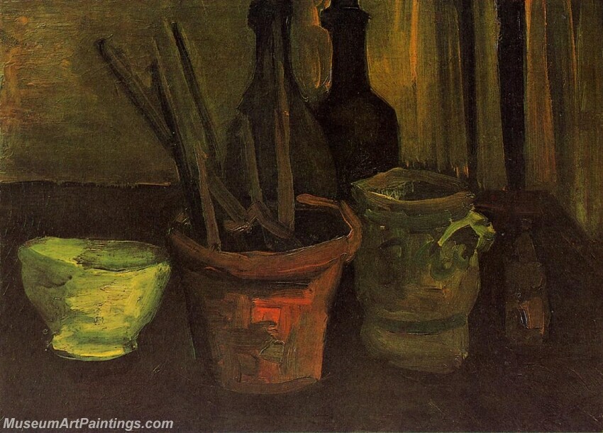 Still Life with Paintbrushes in a Pot Painting