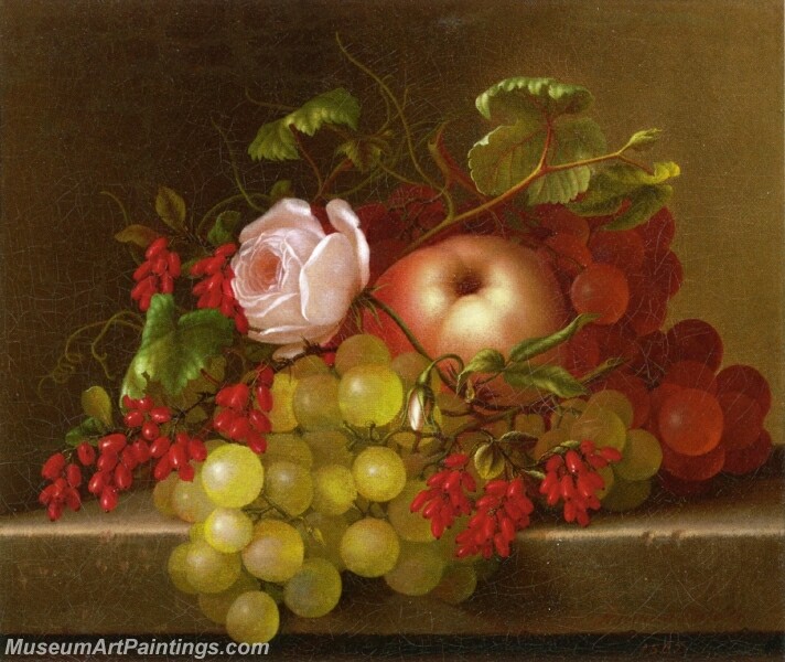 Still Life with Peach Grapes and Rosehips Painting