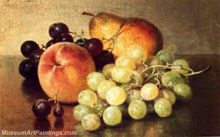 Still Life with Peach Pear and Grapes Painting