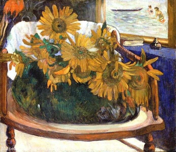 Still Life with Sunflowers on an Armchair Painting