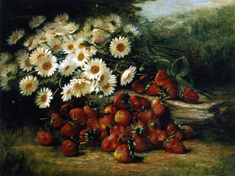 Strawberries and Dasies by August Laux