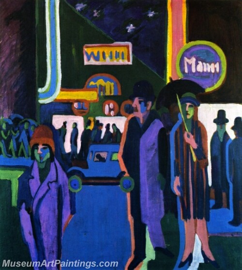 Street Scene at Night Painting