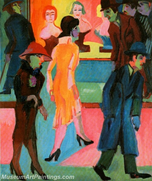 Street Scene in front of a Barbershop Painting