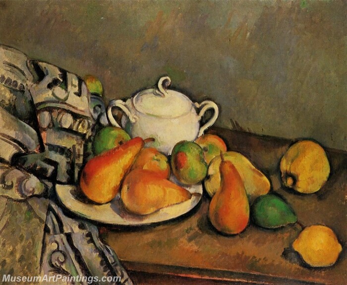 Sugarbowl Pears and Tablecloth Painting