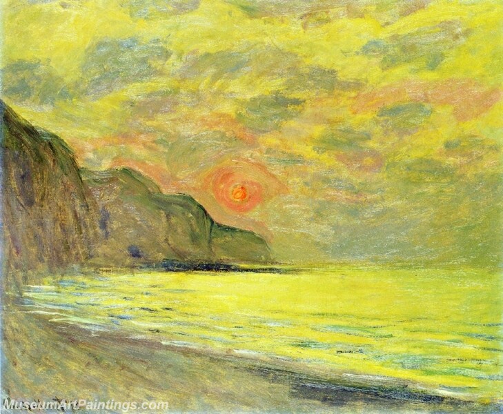 Sunset Foggy Weather Pourville Painting