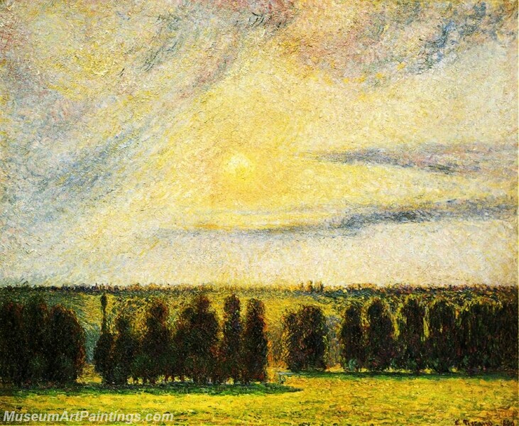 Sunset at Eragny Painting