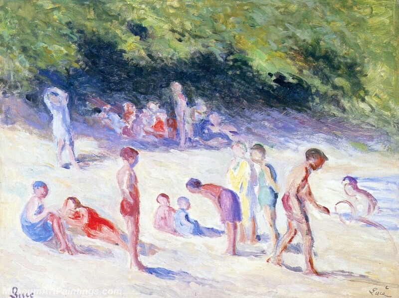 Swimming at Mericourt Painting