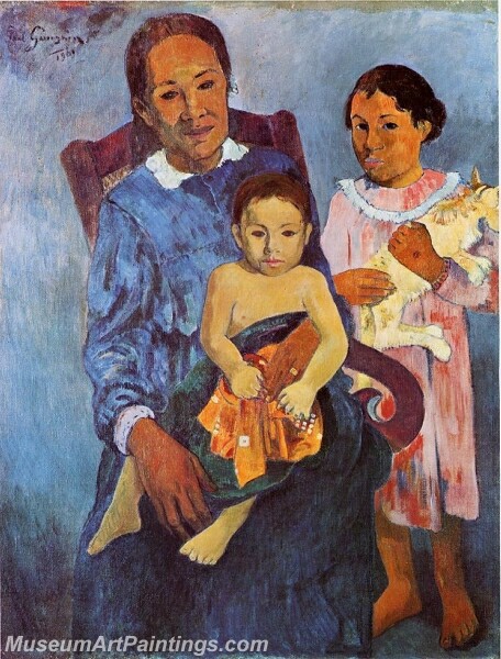 Tahitian Woman and Two Children Painting