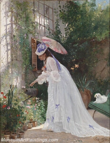 Tending the Flowers Painting