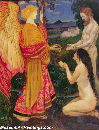 The Angel Offering the Fruits of the Garden of Eden to Adam and Eve Painting