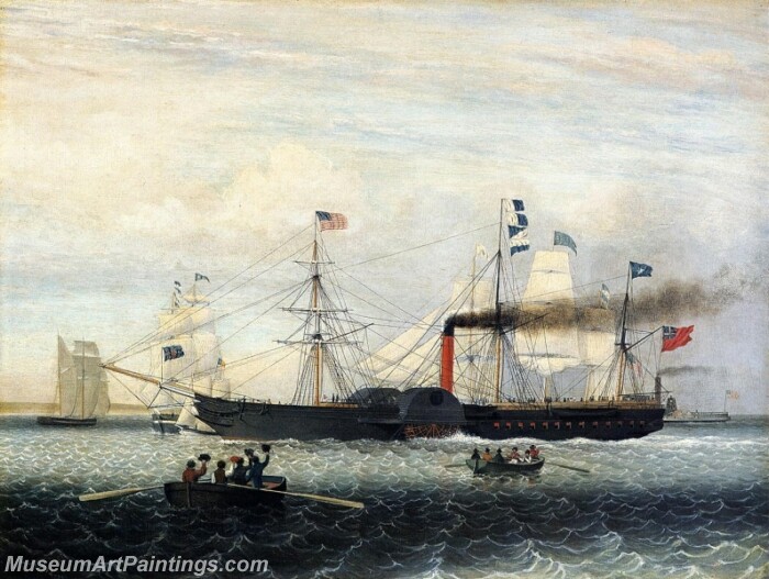 The Britannia Entering Boston Harbor Painting