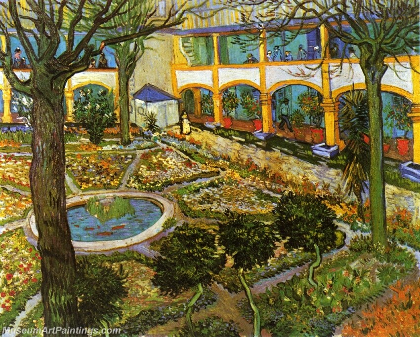 The Courtyard of the Hospital at Arles Painting