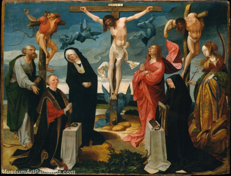 The Crucifixion with Donors and Saints Peter and Margaret Painting