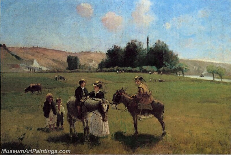 The Donkey Ride at Le Roche Guyon Painting