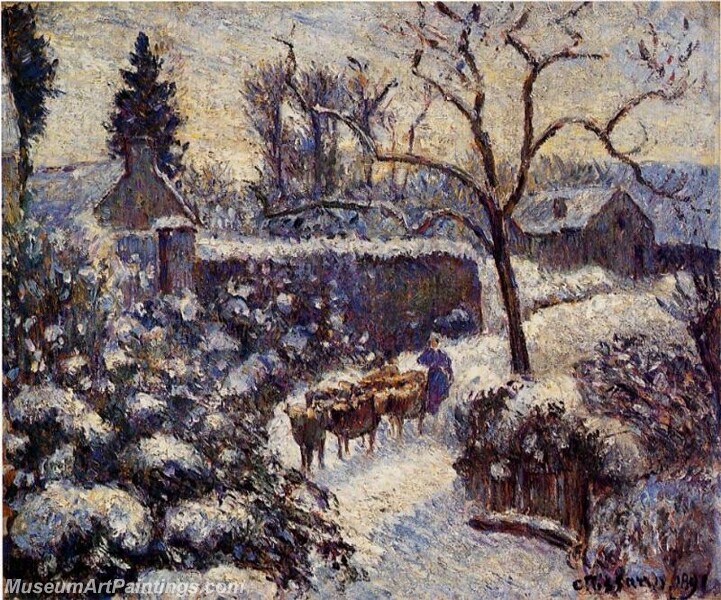 The Effect of Snow at Montfoucault Painting