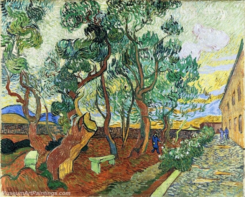 The Garden of the Asylum in Saint Remy Painting