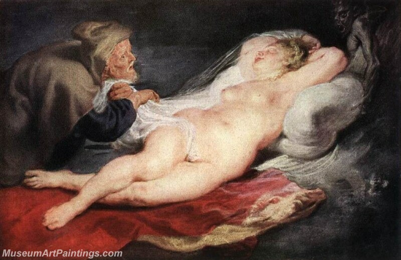 The Hermit and the Sleeping Angelica Painting