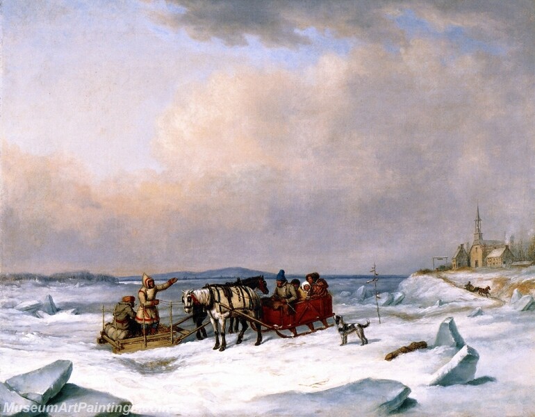 The Ice Bridge at Longue Pointe Painting