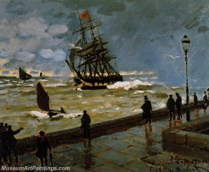 The Jetty of Le Havre in Rough Weather Painting