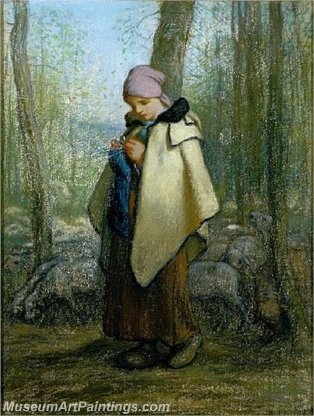 The Knitting Shepherdess Painting