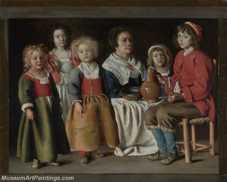 The Le Nain Brothers A Woman and Five Children Painting