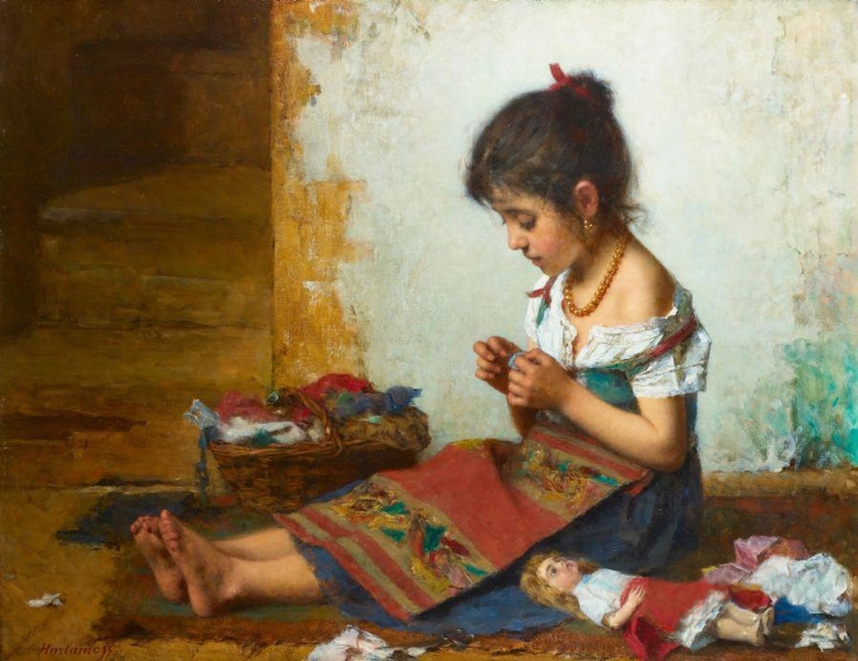 The Little Seamstress Painting