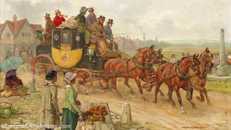 The London to Manchester Mail Coach Painting