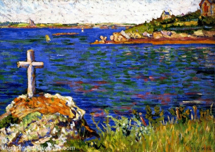 The Mariners Cross at High Tide Saint Briac Painting