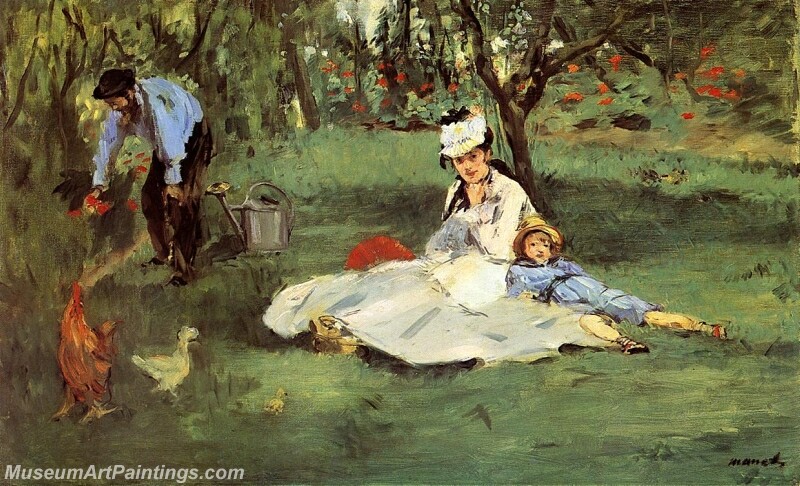 The Monet Family in the Garden Painting