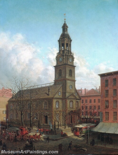 The North Dutch Church Fulton and William Streets New York Painting