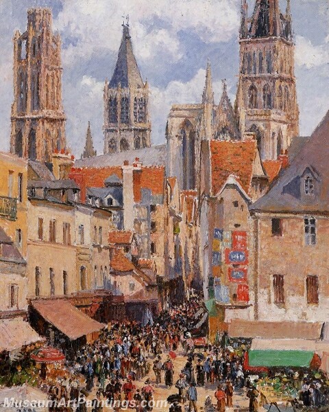 The Old Market and the Rue de l Epicerie in Rouen Painting