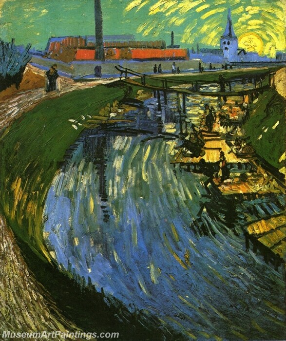 The Roubine du Roi Canal with Washerwomen Painting