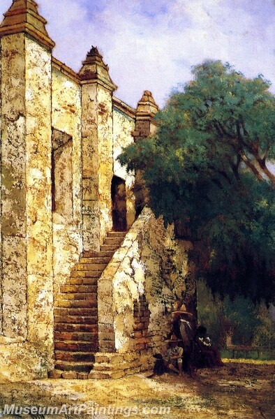 The Stairway Mission San Gabriel California Painting