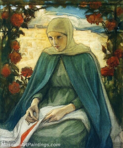 The Virgin Mary in the Rose Garden Painting