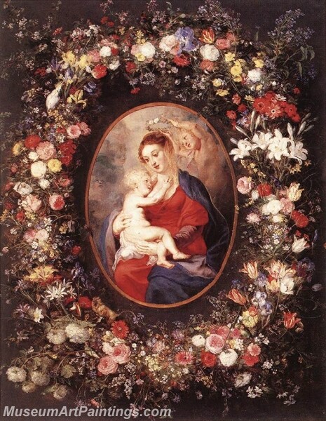 The Virgin and Child in a Garland of Flower Painting